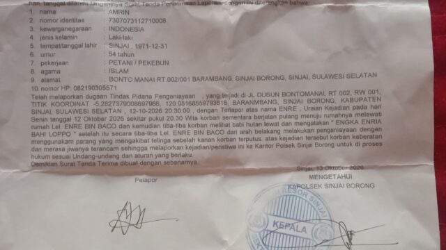 Petani di Sinjai Borong Dilaporkan Mengalami Penganiayaan, Polisi Terima Laporan Resmi